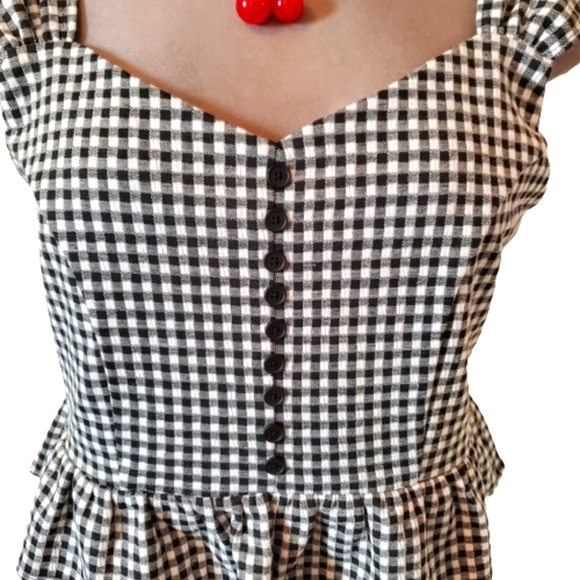 ROCKABILLY ☆ GINGHAM PLAID TOP ☆ NWT - Picture 4 of 10